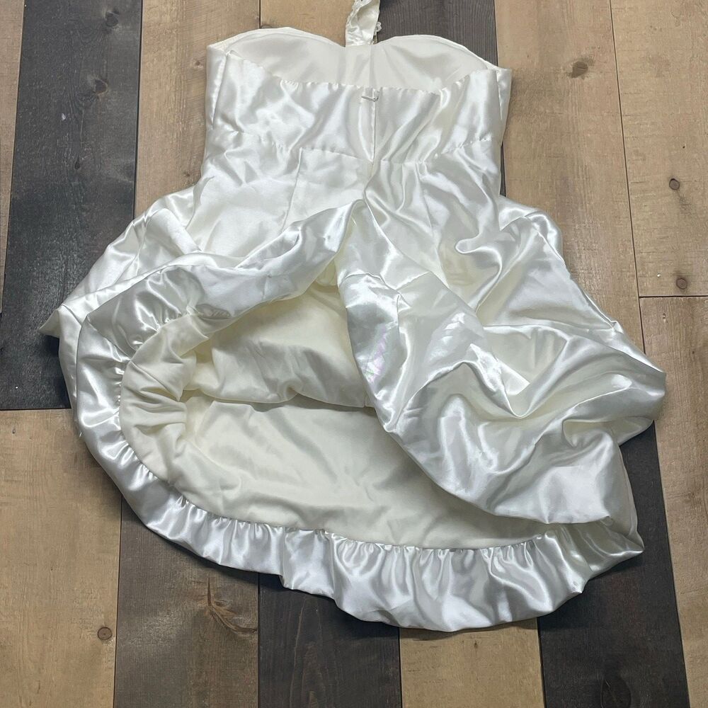 Betsy & Adam Size 10 Linda Bernell White Mini Satin Bubble Wedding Dress VTG Y2K - Picture 9 of 9
